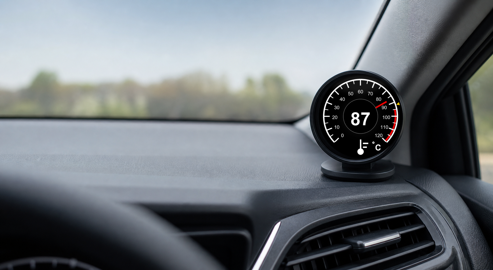 Okragly wyswietlacz Auris Hybrid Display na desce rozdzielczej